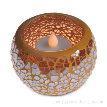 Decorated Glass Candle Holder Crafts with 90mm Bottom Diameter and 60mm Height